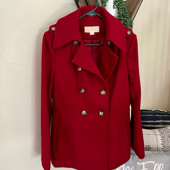 EUC Michael Kors Red Pea Coat Size Small - Picture 4 of 12